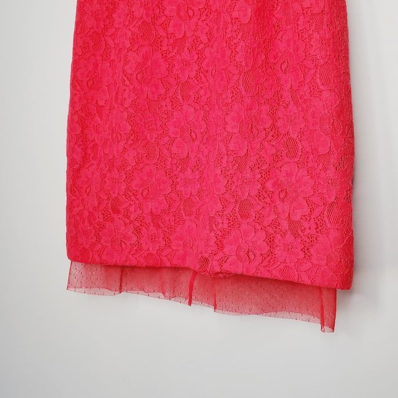 BCBG Roselle Lace Red Berry Strapless Mini Dress - Picture 6 of 12